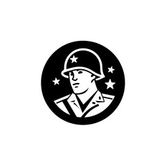 Obraz premium Soldier portrait in monochrome symbol of service and military honor
