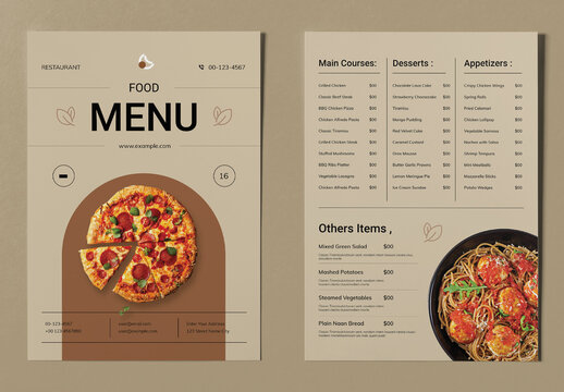 Food Menu Template Layout