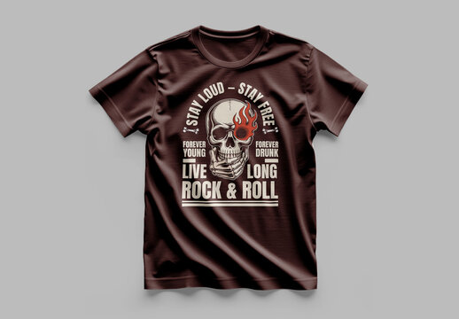 Rock And Roll Skull Tshirt Design For Men