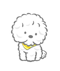 Adorable Fluffy White Puppy. Vector Illustration Isolated On A White Background. 
