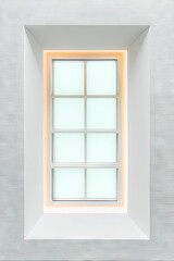 Window framed with light, minimalist interior.