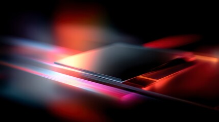 Technology and Light: An elegant view of a processor chip, illuminated by colored beams and reflecting a cutting-edge technological prowess. 