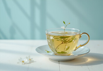 Elegant teacup with jasmine tea