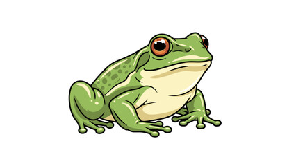 Naklejka premium Green frog sitting calmly on white background with copy space