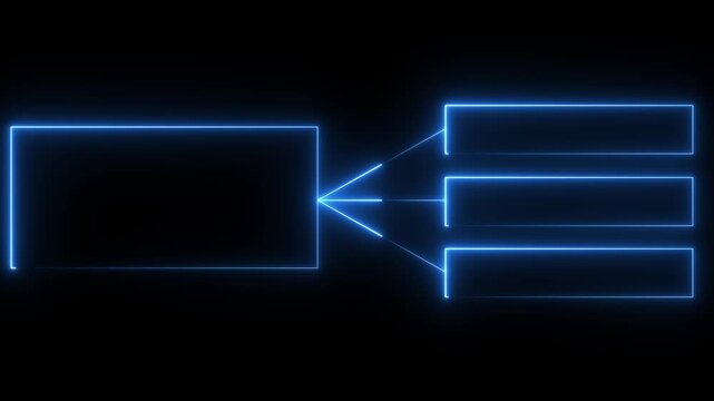 Glowing neon line Business hierarchy chart icon animation background. Neon flowchart, Corporate organizational structure graphic elements, network diagram, hi-tech illustration