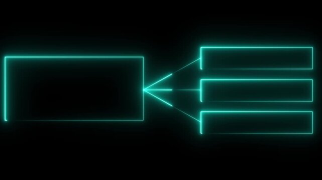 Glowing neon line Business hierarchy chart icon animation background. Neon flowchart, Corporate organizational structure graphic elements, network diagram, hi-tech illustration