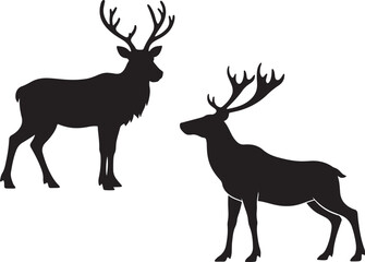  Reindeer Vector , Reindeer silhouette set, set of  Reindeer silhouettes, set of deer, deer, silhouette, reindeer, animal, mammal, antelope, christmas, hunting, nature, vector, illustration, stag, ani