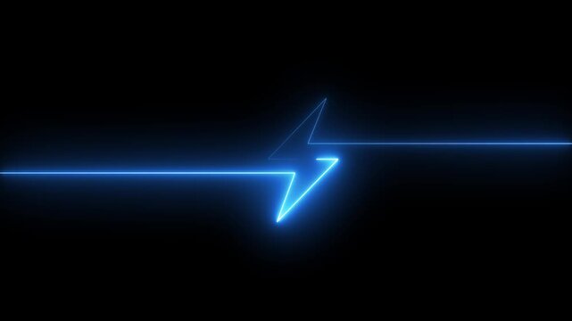 Neon line Battery charging power symbol icon. Neon lightning bolt sign. Lighting bolt icon. Neon battery icon concept.