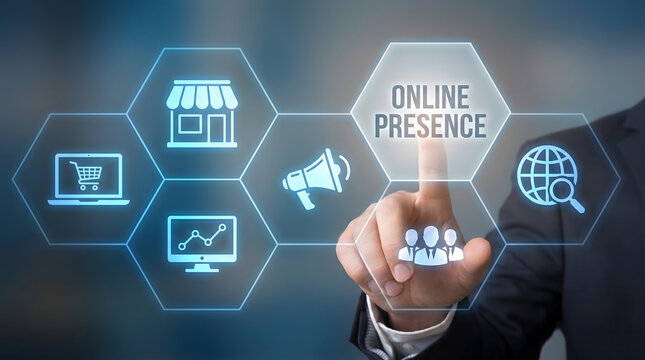 business professional managing online presence on digital interface - Powered by Adobe