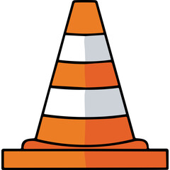 Orange and White Traffic Cone Isolated on Black Background Symbolizing Road Work and Safety Measures for Construction and Traffic Management