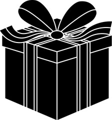 Christmas gift silhouette transparent PNG. Christmas gift vector illustration. Christmas gift symbol. Christmas gift silhouette. Gift box PNG. 