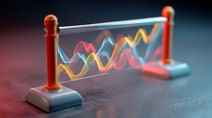 Value at Risk concept with fluctuating data lines on a clear barrier, representing financial analysis and market volatility with vibrant colors and cinematic lighting.
