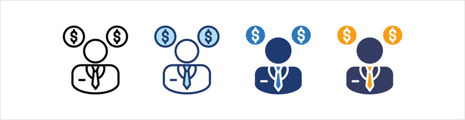 Stockbroker Icon Set Multiple Style Collection