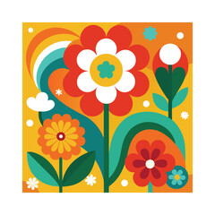 Colorful Abstract Flower Vector Illustration Spring, Playful, and Vibrant Geometric Floral Graphic