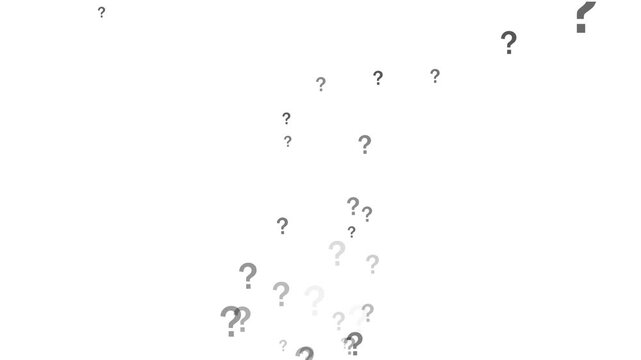 confusion question marks particles on the alpha channel background. Question marks flying animated. Problem sign icon and question mark icon flying. Black and white question mark icon