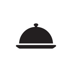 Restaurant cloche icon black and white food tray silhouette vector for menu cafe branding and culinary services