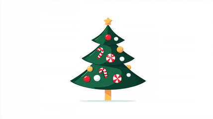 Christmas tree illustration flat lay. Cartoon on white background. The Perfect Christmas Tree From Selection to Decoration