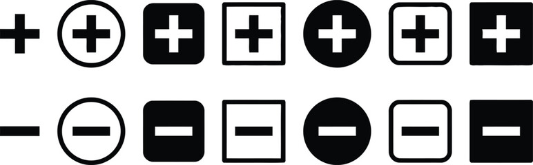 Obraz premium isolated, icon, decrease, collection, symbol, illustration, [converted], positive, zoom, square, various, subtract, (1042), design, circle, out, minus, white, shapes, symbols, icons, increase