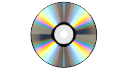 Close-up of a Compact Disc Reflecting a Spectrum of Rainbow Colors graphic design