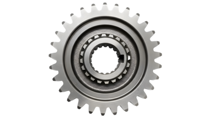 Close-up of a Metal Gear Assembly with Multiple Rings and Teeth on Black cogwheel mechanism