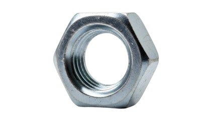 Hexagonal Metal Nut with Internal Threads Isolated on Black Background hardware fastener