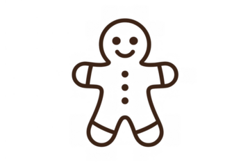 Gingerbread man cookie icon, symbolizing christmas holidays, festive baking, and sweet treats. Transparent background