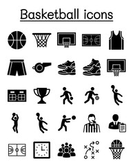 Basketball Vector Icon Sheet File – Sports Court and Player Silhouette Icons