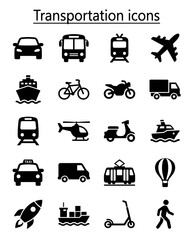 Transportation Vector Icon Sheet File – Vehicles and Travel Silhouette Icons