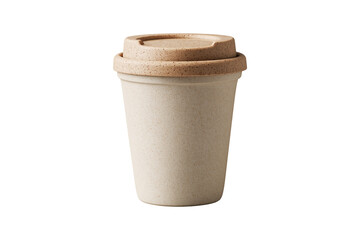 reusable eco-friendly coffee cup with lid isolated on transparent background, cut out, PNG