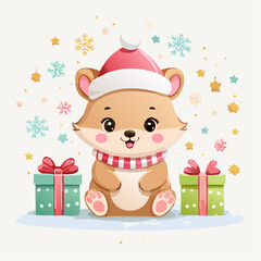 Naklejka premium santa claus with gifts