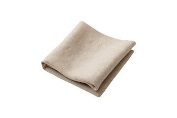 piece of beige organic cotton fabric, folded isolated on transparent background, cut out, PNG