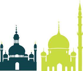 Mosque silhouettes: islamic architecture vector graphic illustration