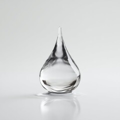 Fototapeta premium Clear Water Drop on Smooth Surface Reflecting Light in Minimalistic Setting for Natural Beauty and Serenity Themes