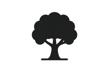 Black simple tree silhouette, an illustrative element for environmental design, nature symbols, and ecological themes