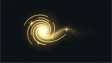 Swirling spiral of golden light and sparkling dust creating a magical cosmic effect