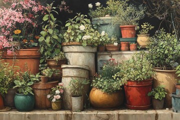 vivid diverse depiction plants blossoms