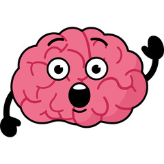 Obraz premium Shocked Pink Brain Character With Wide Eyes And Open Mouth Expression Against Black Background