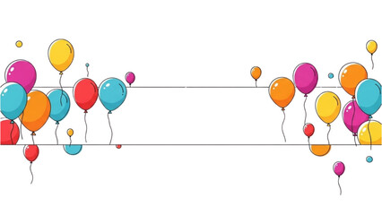 Bright floating balloons framing a blank message banner, perfect for festive announcements and celebratory text