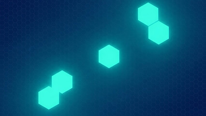 Futuristic Digital Hexagonal Grid Background with Glowing Aqua Elements for Technology and Security Concepts