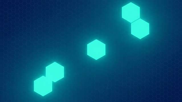 Futuristic Digital Hexagonal Grid Background with Glowing Aqua Elements for Technology and Security Concepts
