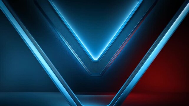 Abstract neon v shape graphic on dark background for modern design