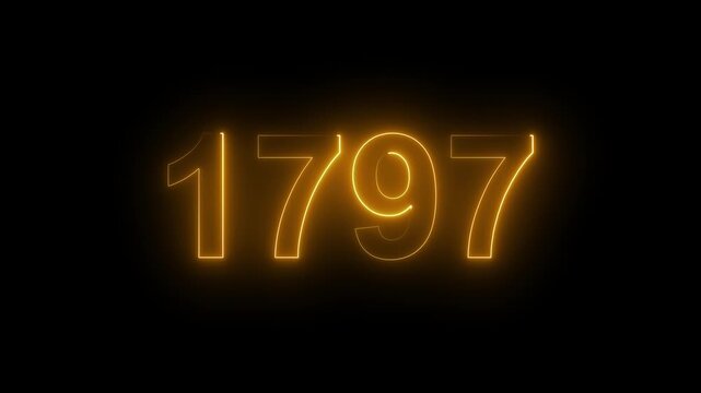 1797 Glowing Neon Line Text Animation, Powerful Abstract Neon Number Design in Stunning 4K Highlighting the Iconic and Important Year important date 1798.