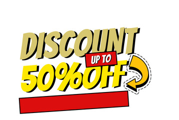 Vintage Bold Discount Up To Fifty Percent Off Offer Illustration
