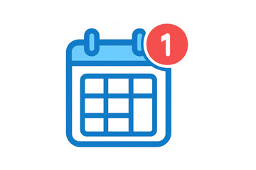 Calendar icon with a new notification, planning appointments and scheduling important events