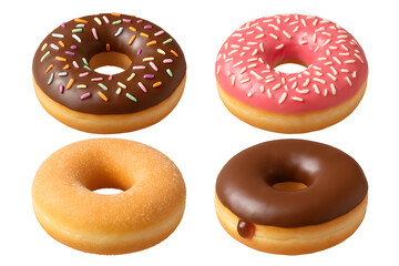 delicious donuts collage isolated on white 