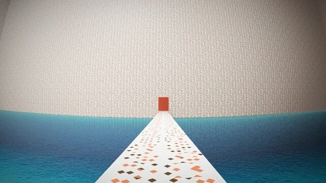 Liminals space backroom red door to escape 3d render