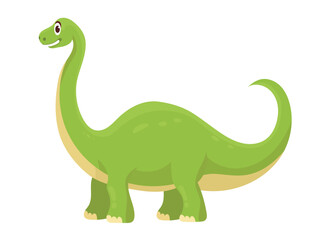 Brontosaurus dinosaur. Flat vector clipart, illustration with isolated background.