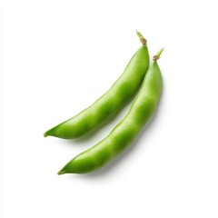Fresh and Bright Green Edamame Pods on White Background for Healthy Eating and Culinary Presentation