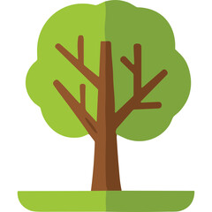 Obraz premium Stylized Flat Design Illustration Of A Lush Green Tree With Brown Trunk And Branches Set Against A Simple Green Ground
