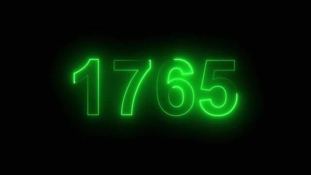 1765 Glowing Neon Line Text Animation, Powerful Abstract Neon Number Design in Stunning 4K Highlighting the Iconic and Important Year important date 1765.